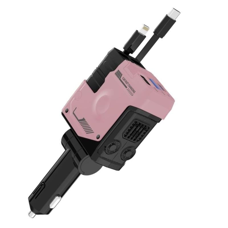 JOYTUTUS 66W Hypercharge Car Charger with Telescopic Cord, 4-In-1 Cigarette Lighter Plug for Iphone, Samsung & More - Fast & Flash Charge Automotive