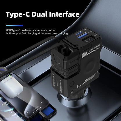 JOYTUTUS 66W Hypercharge Car Charger with Telescopic Cord, 4-In-1 Cigarette Lighter Plug for Iphone, Samsung & More - Fast & Flash Charge Automotive